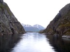  We enter Troll Fjord; about half the width of the smallest channels the captain usually sails