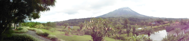 Panoramic view of Arenal Volcano from Montana de Fuego lodge