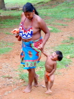  Indigenous mother and child at Embera Village on the Chagas River in Panama