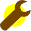 brown wrench over yellow circle