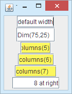 Various components shown at their default alignments