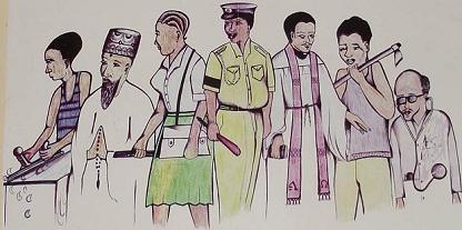 depiction of various Africans in job-related garb