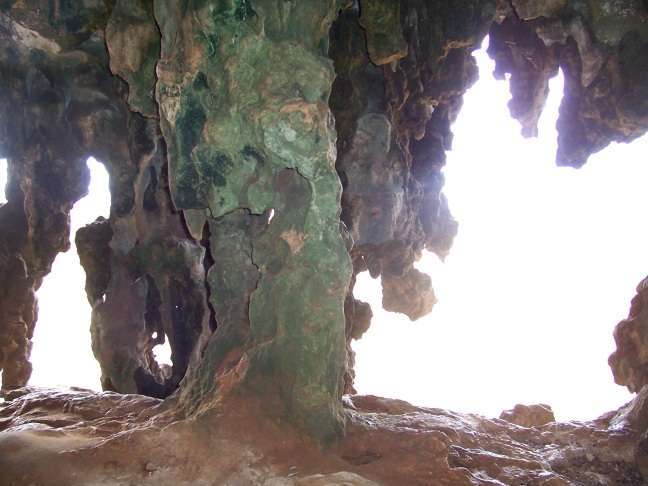  I could not see this in the glare, but the camera got a great shot in one of the caves along the Carribean in Aruba