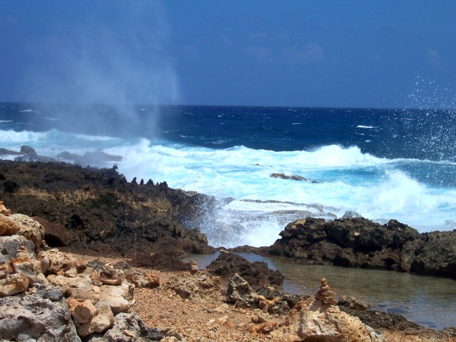  Sea spray near the former natural bridge, Aruba