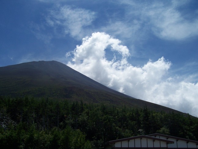  Clouds swirl atop Mt. Fuji