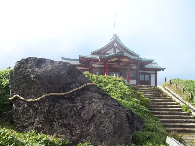  Sacred rock and Shinto shrine atop the mountain