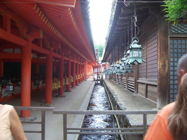 A waterway between shrines at Kasuga Taisha, Nara, Japan