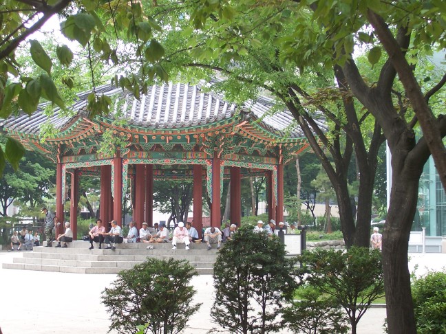 The park's central gazebo.