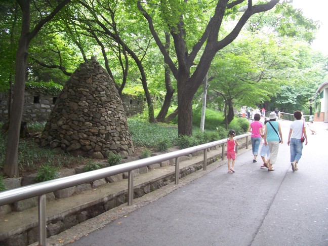 An old prayer/wish cairn on the path to Seoul Tower.