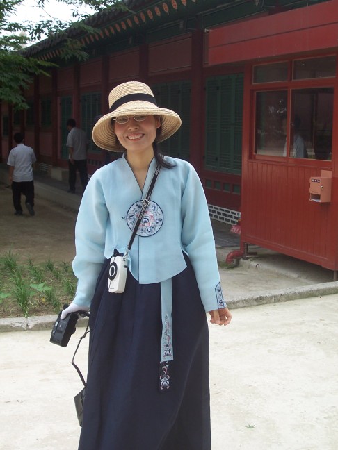 Our guide. Traditional clothes acccessorized with a PA system.