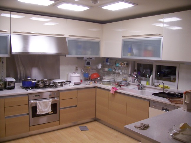 A kitchen in one of the ubiquitous apartment buildings