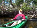  Fred relaxes in his kayak. The 30 SPF goo preserved the whiteness of his limbs.
