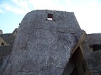  Temple of the Sun from below; the altar is the top of the huge stone; Machu Picchu