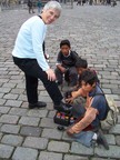  Sarah and I got our shoes shined for a buck, total, in Independence Square, Quito