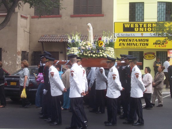 School parade for its saint's day, Lima