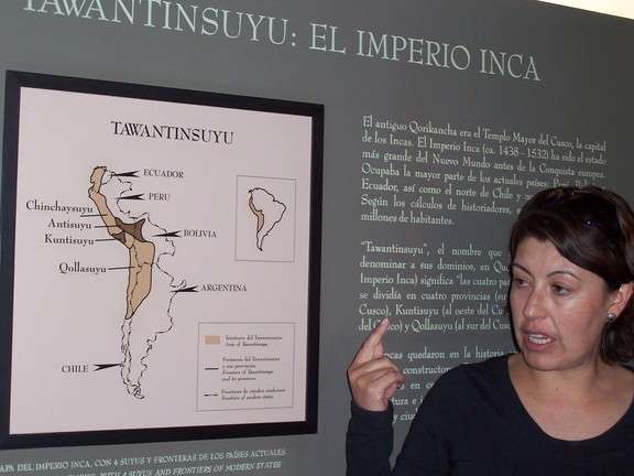 Anna explains the map of the four kingdoms comprising Tawantinsuyu (the Incan name for its empire)