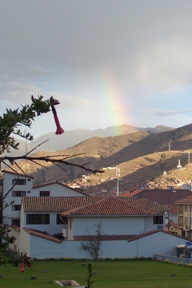 Kantuta, Peru's national flower, and a rainbow