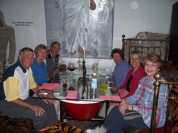 Dinner at the Fallen Angel: Ron, Janet, Vern, Joann, Sarah, Susan, and myself