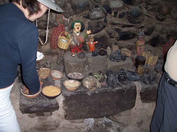 The family maintains a shrine to life, ancestors, crops; Ollantaytambo