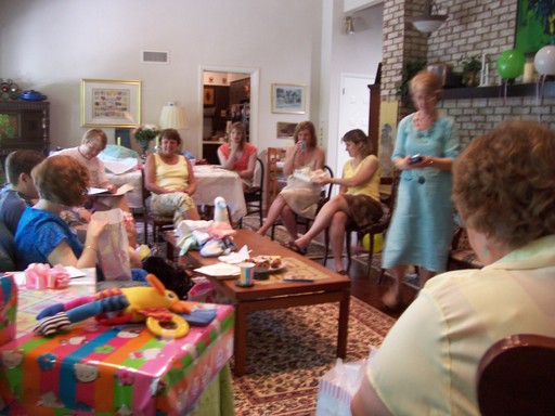 The crowd assembled: Bex, Derek, Susan, Shirley, Karen, Ellyn, Nora, Joann, and Trish playing recorder