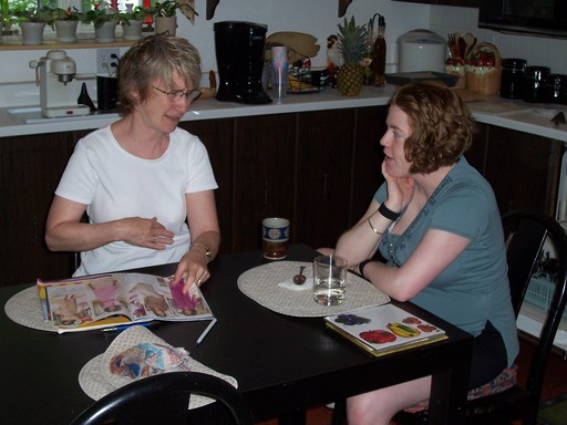 Relaxing in the kitchen with Joann