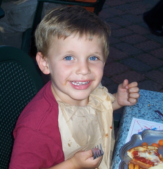 Hungry lad dines in Milford, PA