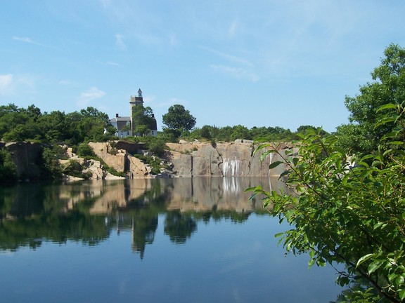 Deep quarry pond reflects what I call "Motif #2," the old quarry control tower