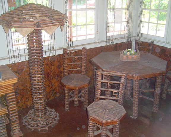 Just some of the porch furniture in the paper house