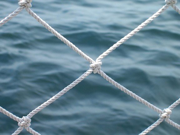 Netting to keep the passengers from slip overboard