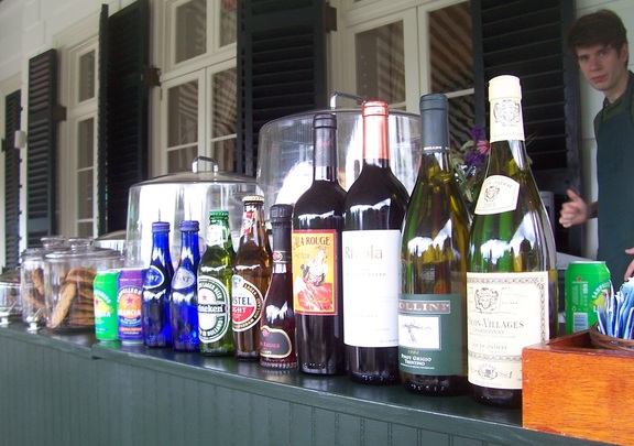 Plenty of beverages to choose from when lunching ($$$$) on the front porch of The Mount