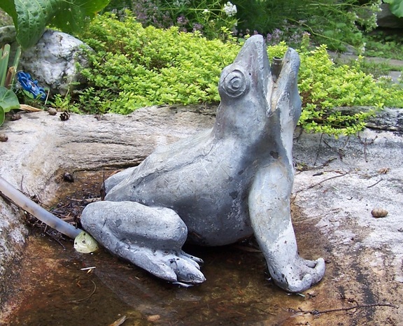 Spouting frog ornament at Berkshire Botanical Garden