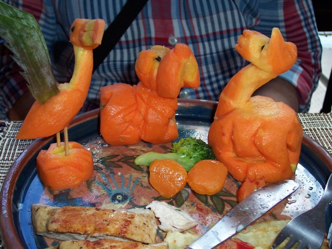 Amazing vegetable creations at the Inca Wasi restaurant, Aguas Calientes