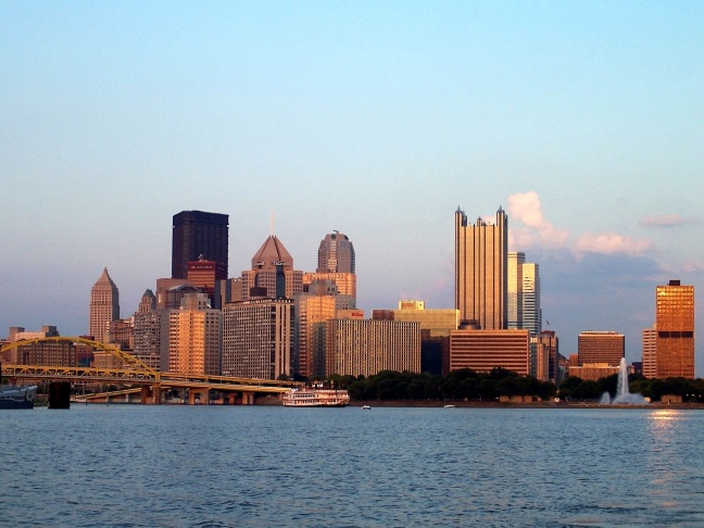 Pittsburgh at dusk, from Brian's boat on the Ohio River