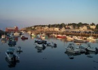  Harbor at dusk, Rockport, MA; the fishing shack known as "Motif #1" is back left