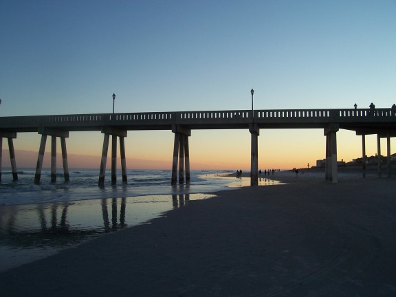 Looking south at twilight through Johnnie Mercer's Pier