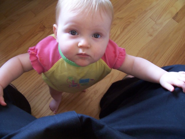 Lindsay checks out the camera held by Grandpa F, June