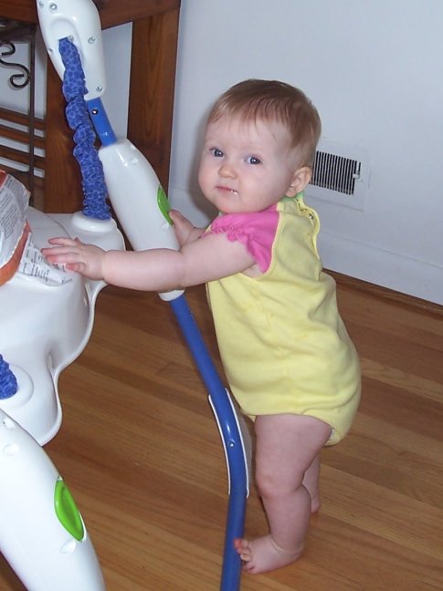 Lindsay loves her bouncy chair, June