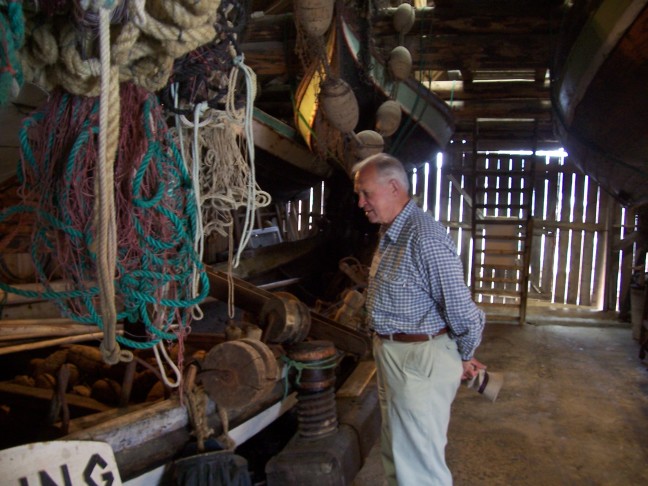 David Storrie admiring fishing gear at Sund