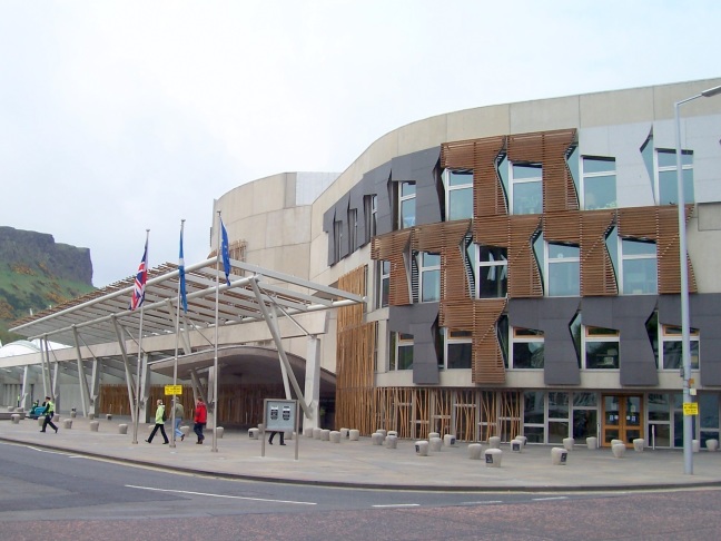 Half a block from Holyrood is the Scottish Parliament building