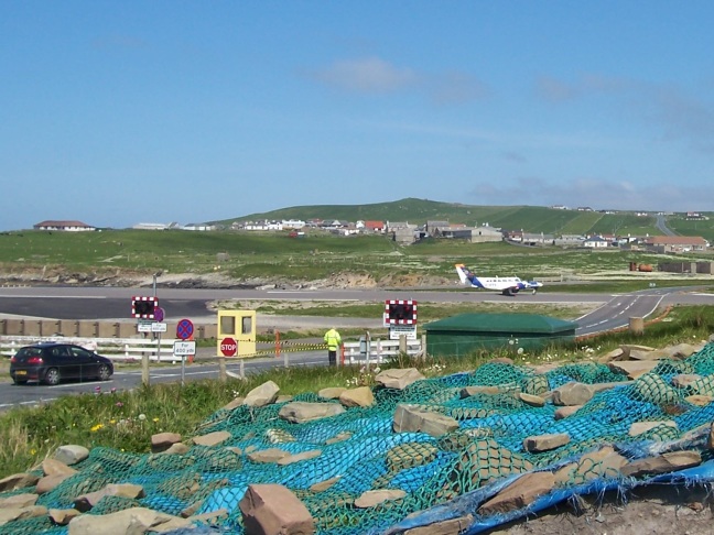 Airplanes have the right-of-way at this intersection in Lerwick