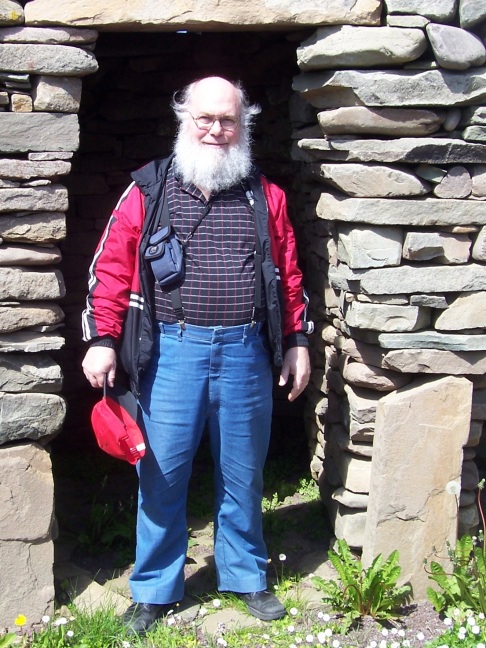 Vagabond leaving his hovel at Scatness, Shetland Islands