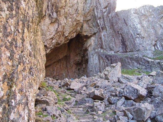 Upper entrance to the trek through the hole in Torghatten