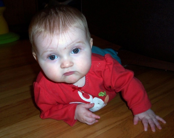 Lindsay ponders (Lindsay, 6-9 months)