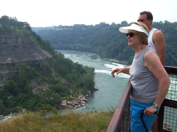 S enjoying the view down river from the Whirlpool on the Niagara River