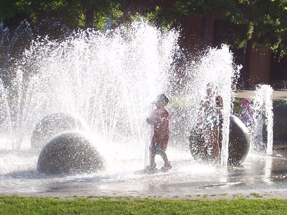 Lads in the fountain, Heritage Park, Barrie, Ontario