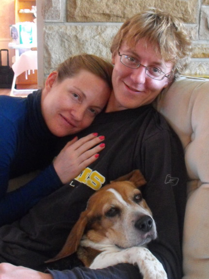  The happy couple with Rebecca's dog Lucy