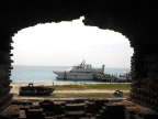  Our boat to the Dry Tortuggas, seen from a cannon bay Fort Jefferson