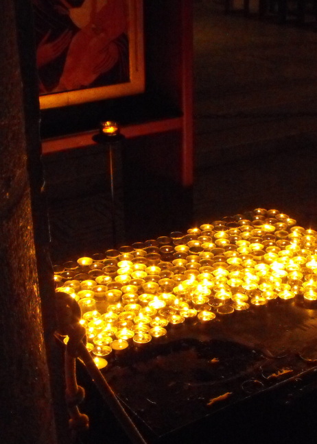  Candles lit at the Church of the Beatitudes, at the supposed site of the Sermon on the Mount