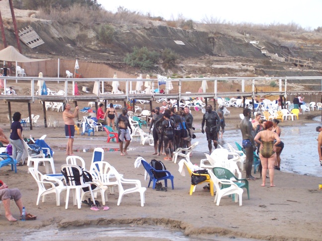  Seating is free, but flimsy, at the Dead Sea, Israel