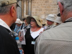  Guide Galila talks outside the Church of the Holy Sepulchre